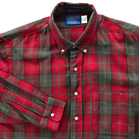 Pendleton Shirt Mens L Red Plaid Button Down Wool Western Lumberjack Outdoor Sir - Picture 1 of 8